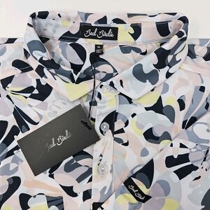 Bad Birdie Savannah Swing Core Polo Shirt Mens XL Multi Abstract Floral Stretch